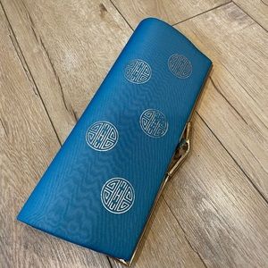 Asian Teal Clutch with Gold Colored Hardware